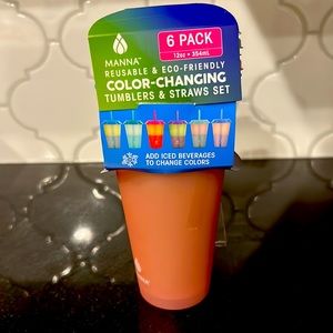 New color-changing tumblers & straw set - 6 pack 12 oz.